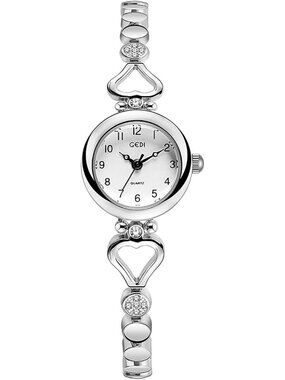 Women's Silver Slim Bracelet Vintage Petite Stainless Steel Band Wrist Watch